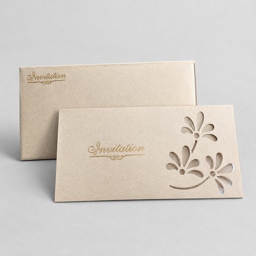 Floral Cut Rectangle Wedding Card