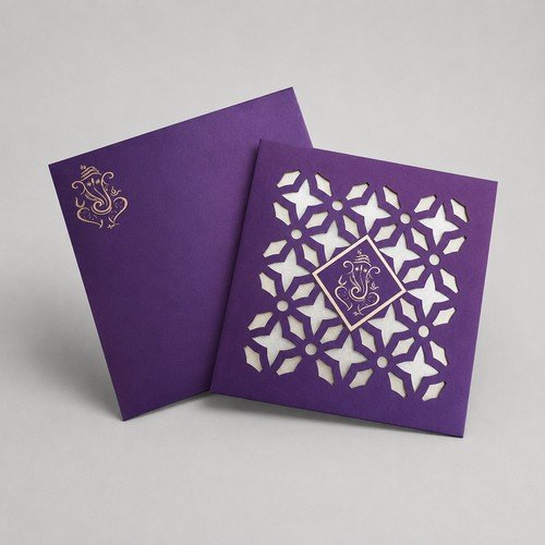Purple Square Wedding card