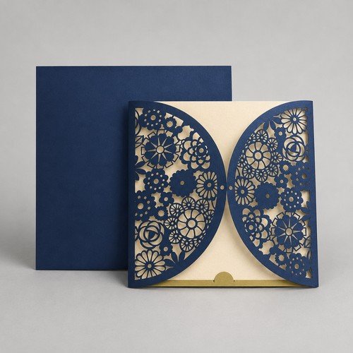 Blue Design Square Wedding Card