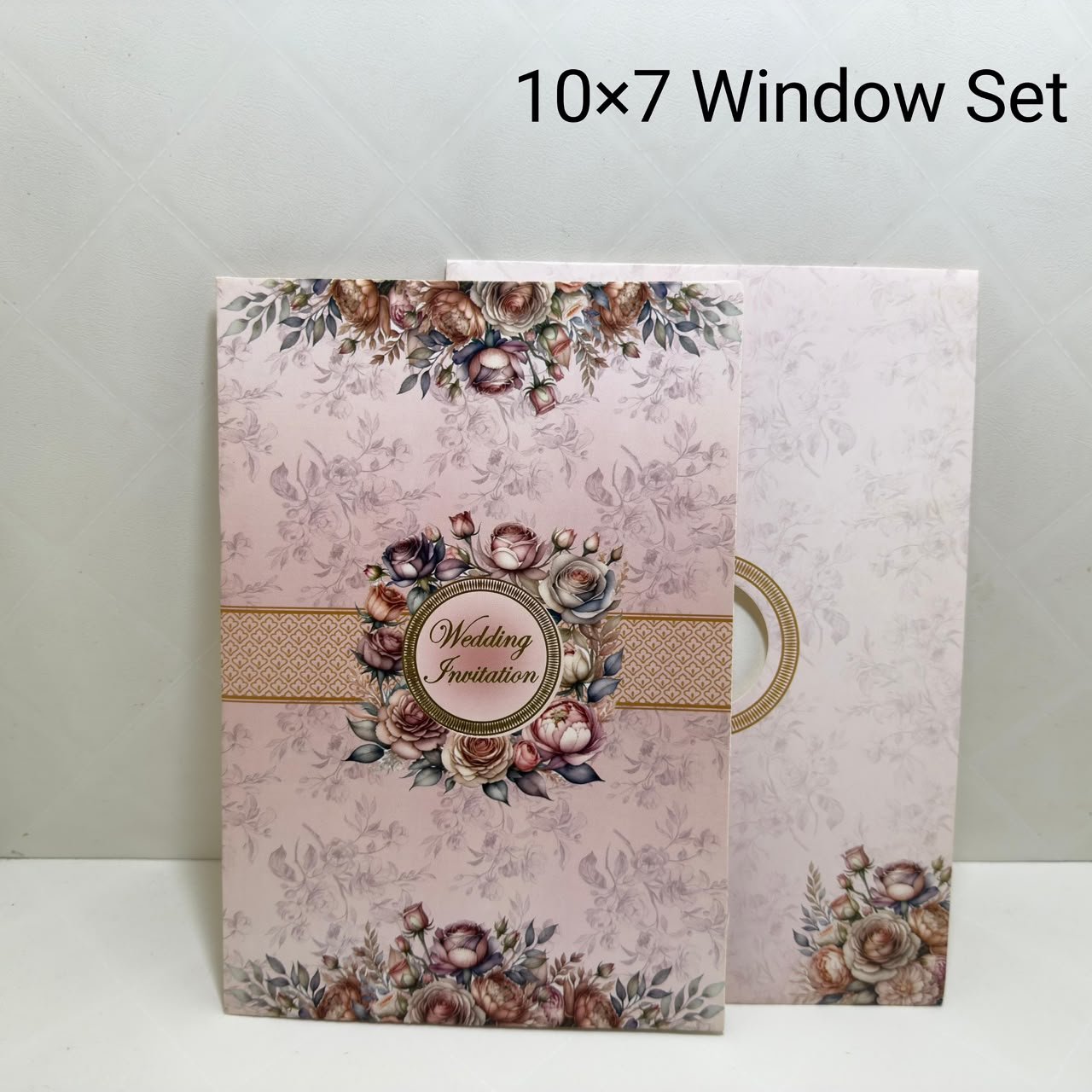 Vintage Rose Floral 10×7 Window Wedding Invitation