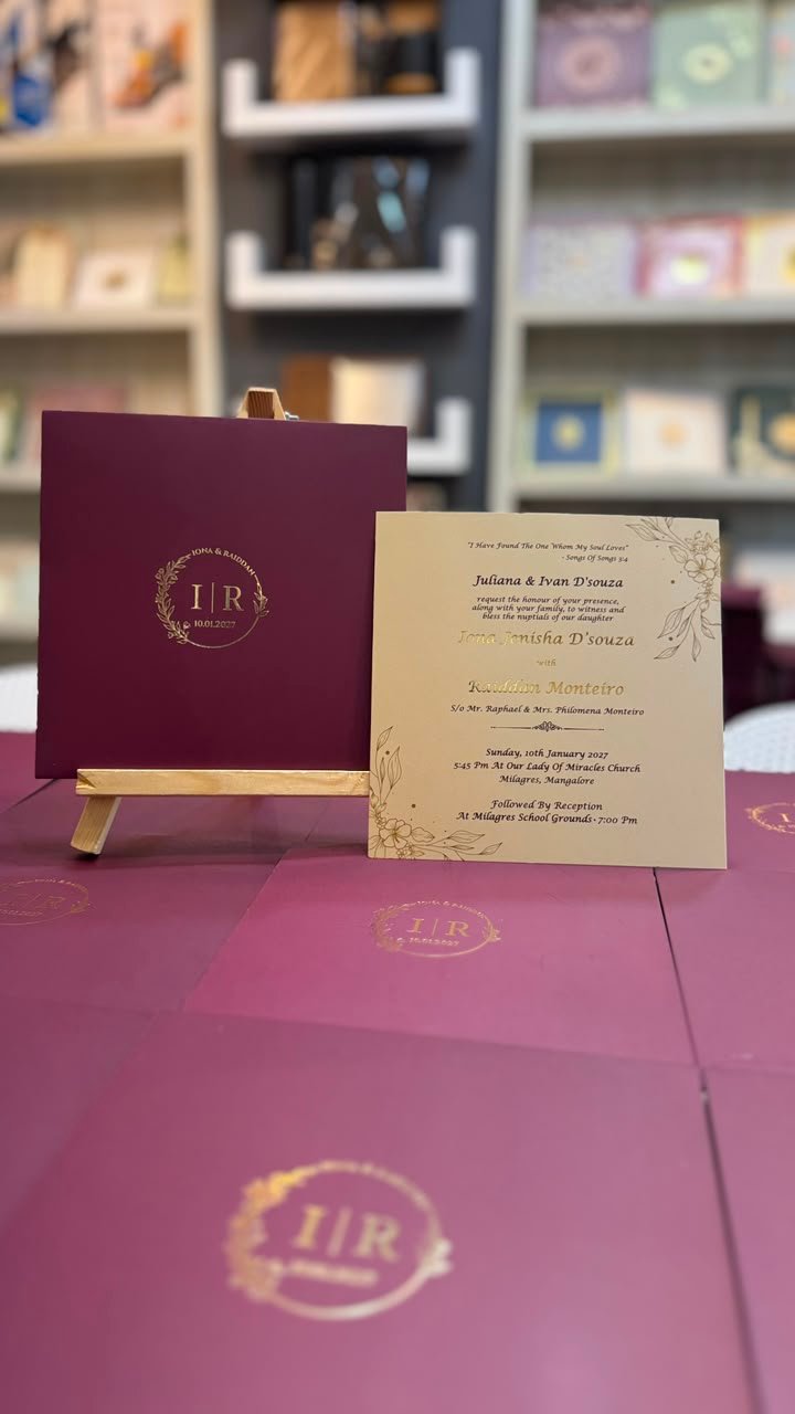 Burgundy Gold Monogram Wedding Invitation Set
