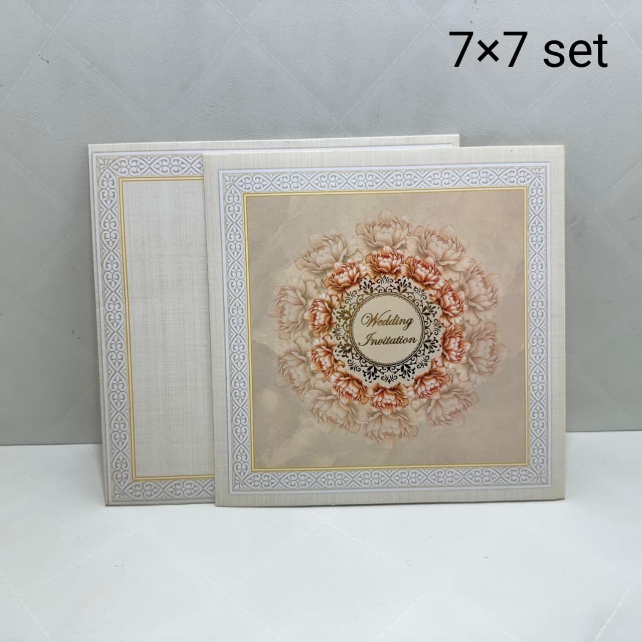 Vintage Floral Medallion 7×7 Wedding Invitation Set
