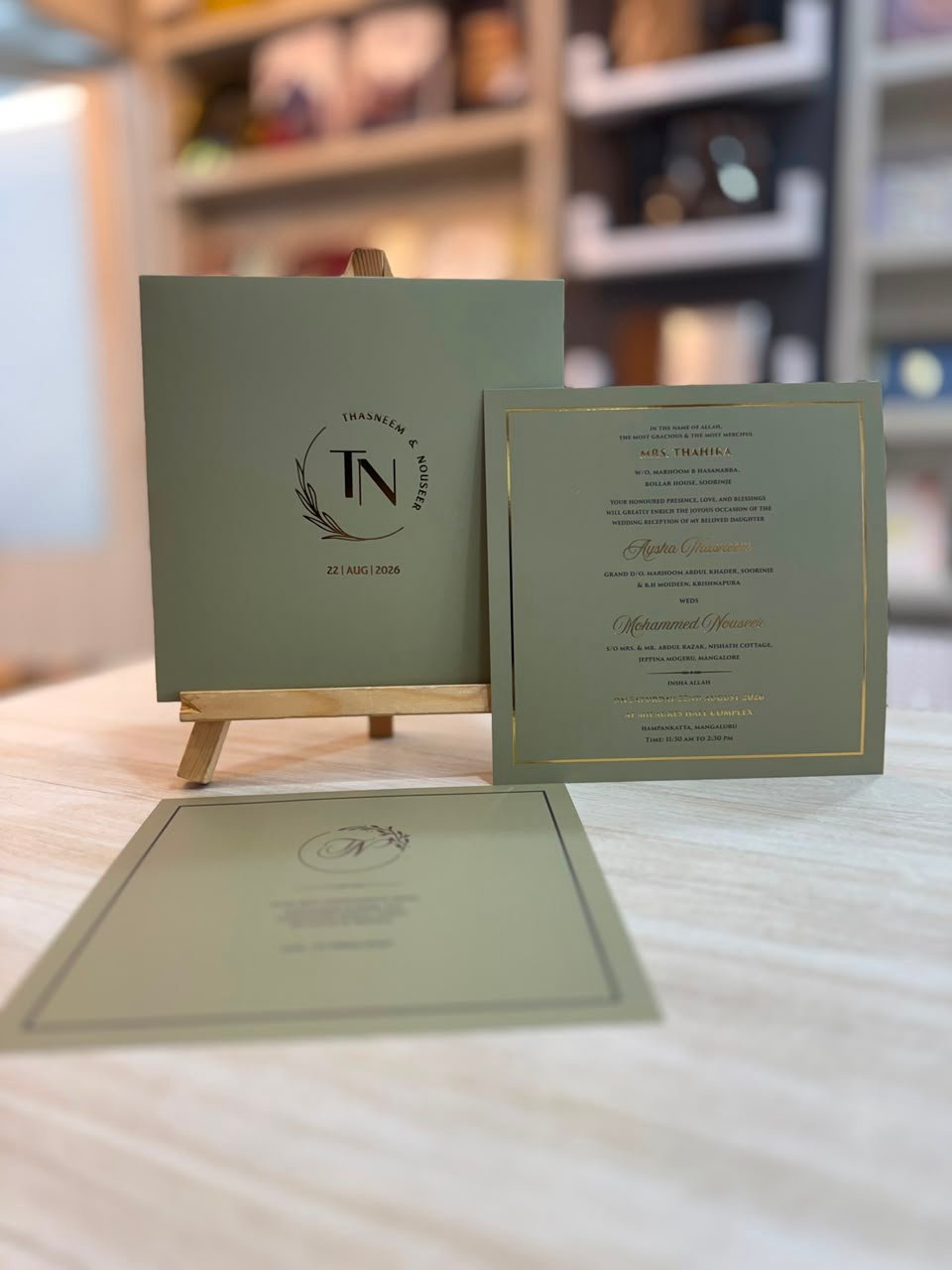 Olive Green & Gold Monogram Wedding Suite