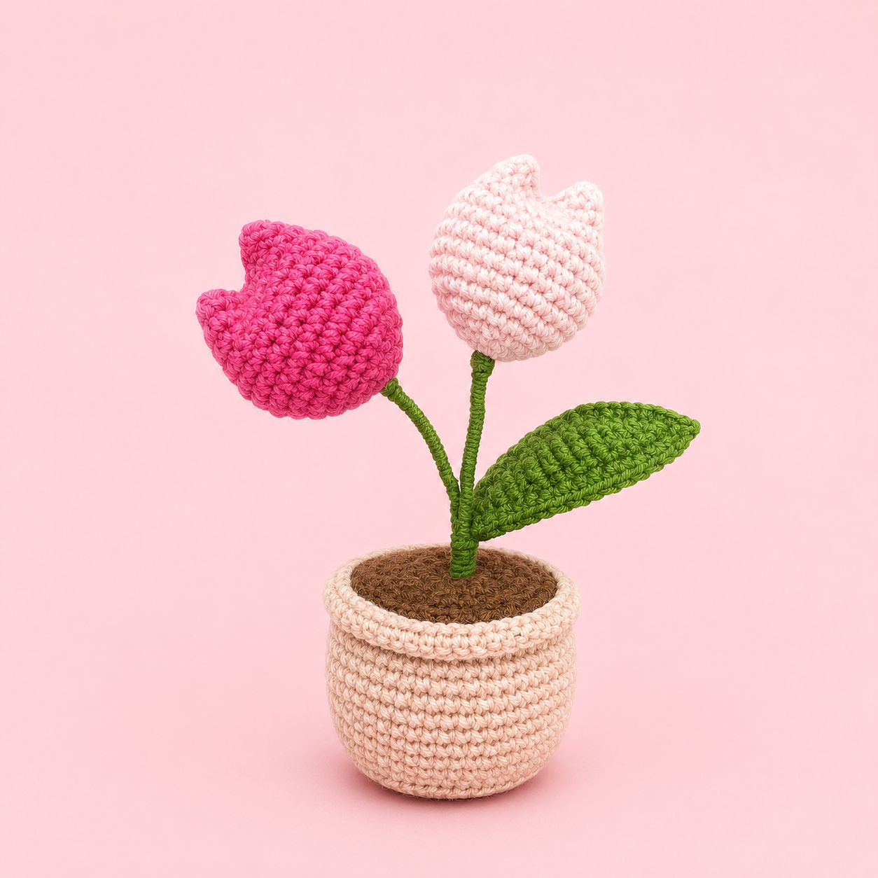 Twin Tulip Crochet Potted Plant