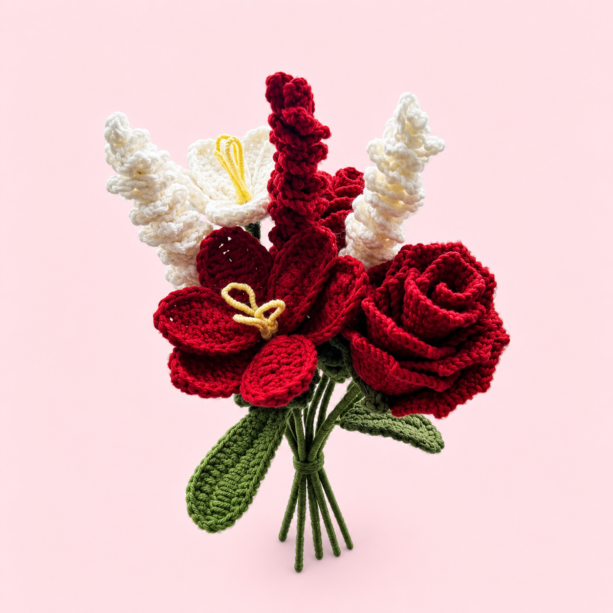 Ruby & Pearl Elegance Crochet Bouquet