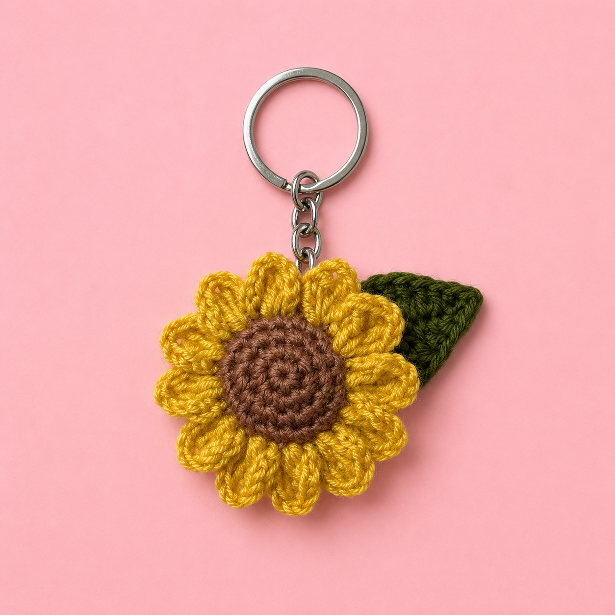 Blooming Sunflower Crochet Keychain