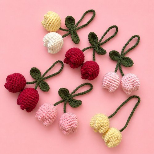 Twin Tulip Crochet Bag Charm Collection