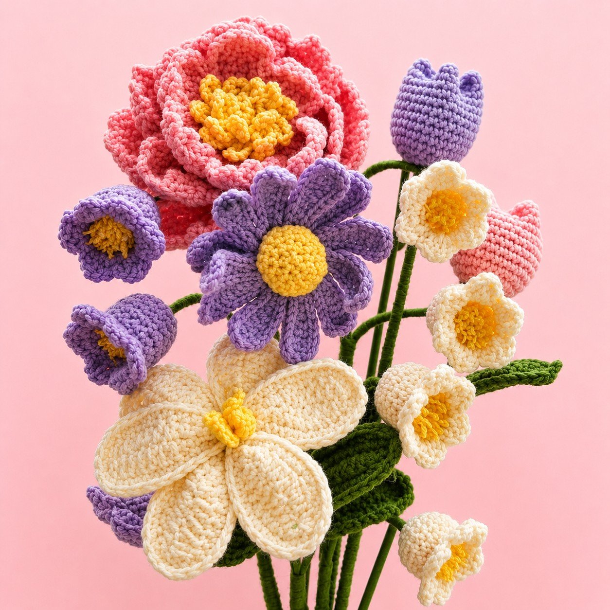 Pastel Wildflower Crochet Bouquet