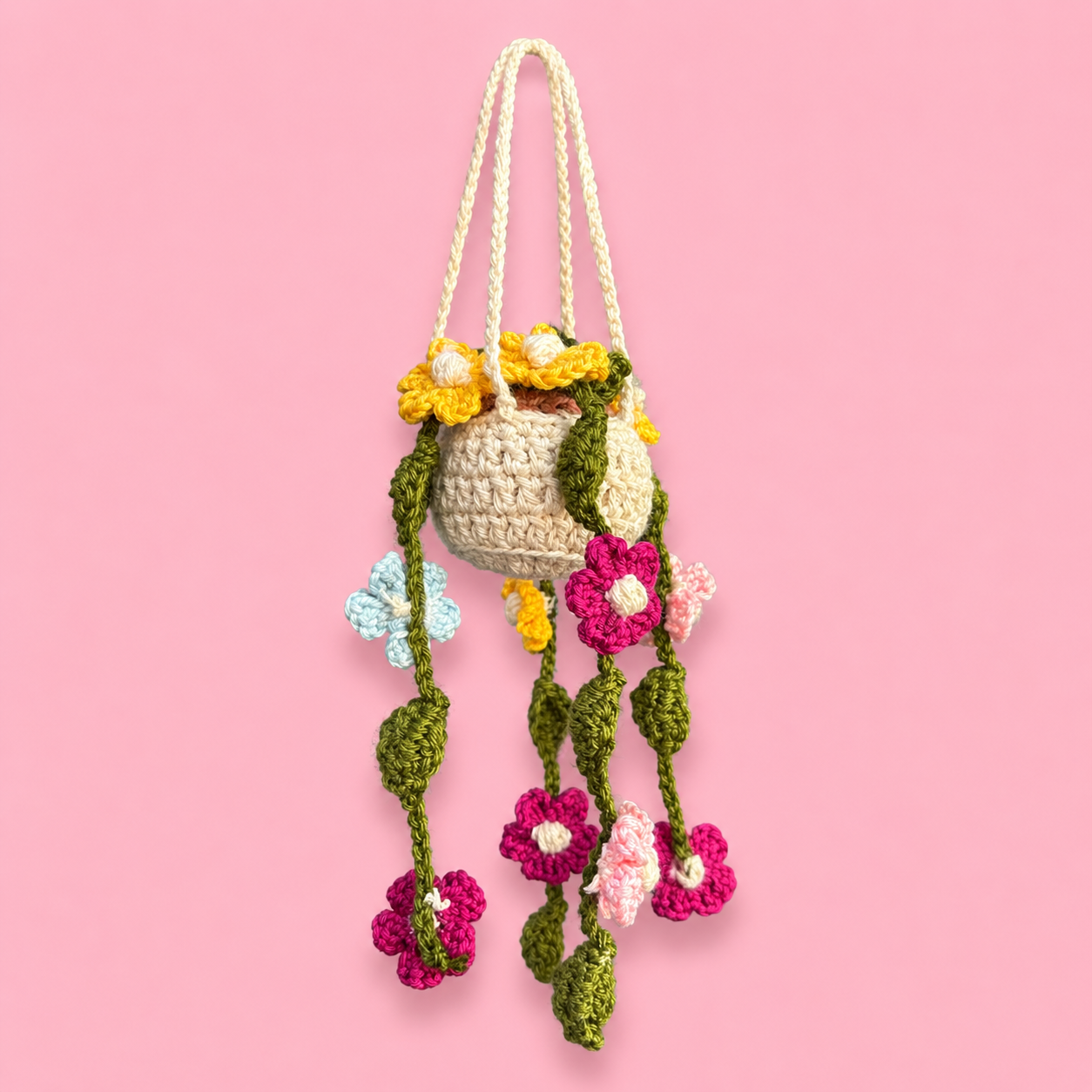 Hanging Floral Plant Crochet Charm