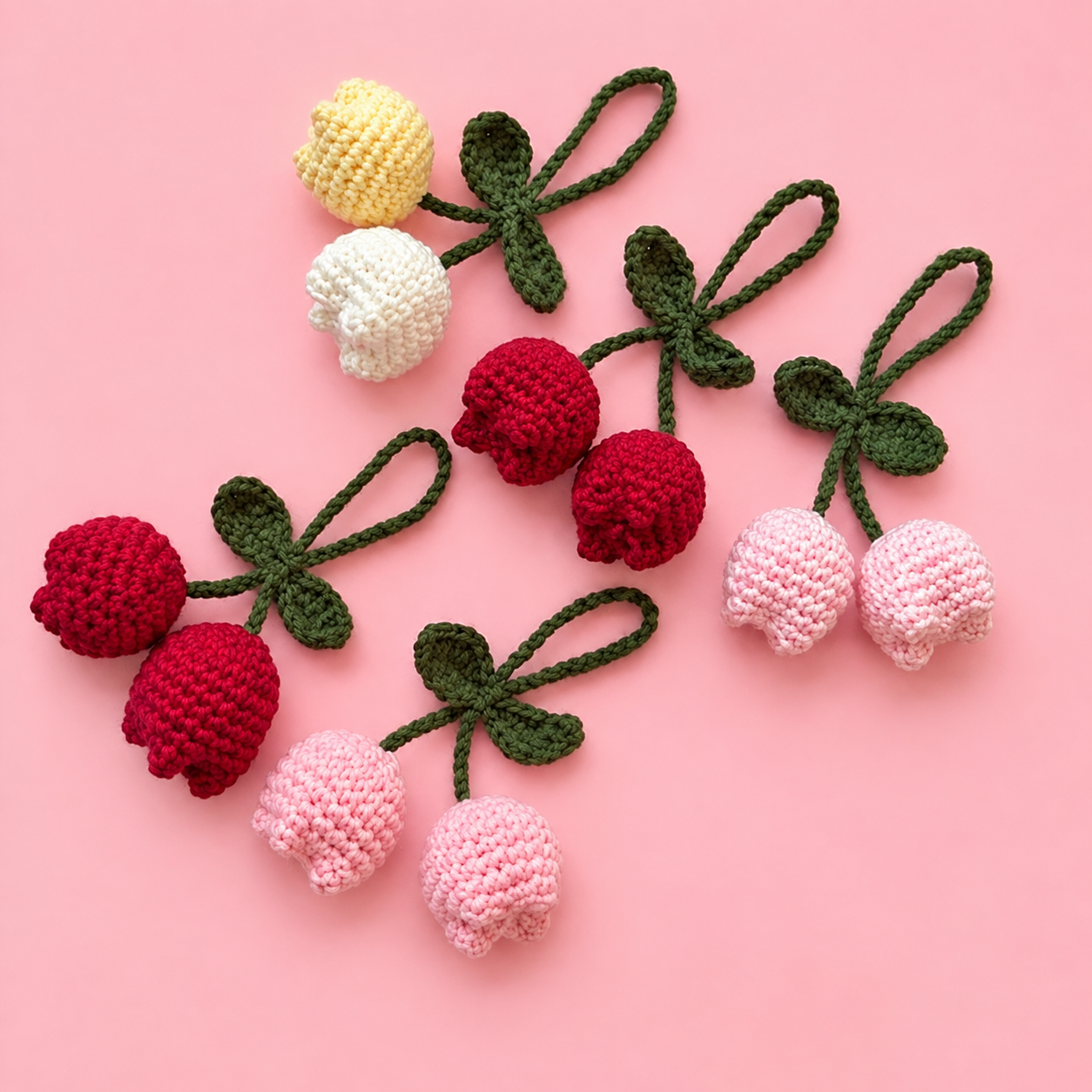 Twin Tulip Crochet Bag Charm Collection